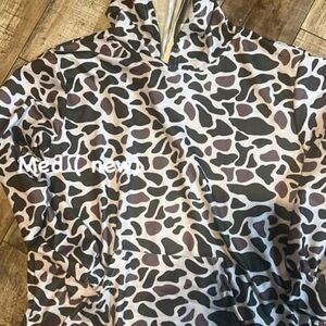Womens camo polyester 1/4 zip hoodie med